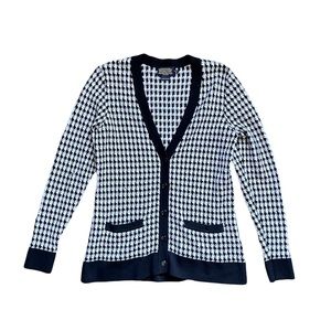 Pendleton Super Soft 100% Merino Wool Houndstooth Button Up Sweater Cardigan SP